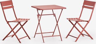 Sklum Set Da Tavolo Quadrato 60x60 Cm Pieghevole E 2 Sedie Da Cucina In Acciaio Tamarit Sklum