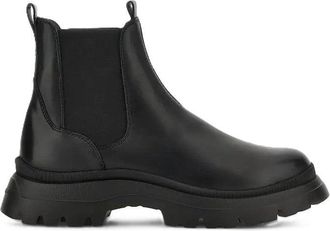 Hogan Black Minimalist Chunky Sole Leather Boots