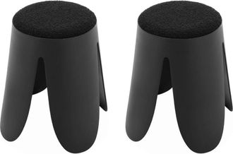 Sweeek Taburete apilable con asiento texturado, set de 2, negro
