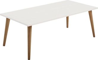 HOGAR 24 Hogar24 - Ara - Mesa De Centro Fija Acabado Color Blanco Y Encerado. Medidas: 100 X 50 Cm