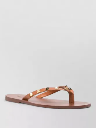 Valentino Garavani rockstud leather thong sandals flat sole