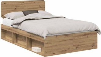vidaXL Estructura De Cama Con Cabecera Roble Artesanal 120 X 200 Cm Vidaxl