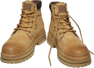 Generic Men snow boots with thick soles and plush thick waterproof and anti slip high top short boots for outdoor use (khaki,5.5)