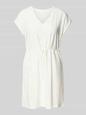 Vero Moda Tailliertes Minikleid mit Lochstickmuster Modell TASSA in Weiss, Gr&ouml;&szlig;e XS