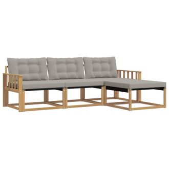 vidaXL Conjunto De Sof&aacute;s De Exterior 4 Pcs Blanco Y Gris Claro Vidaxl
