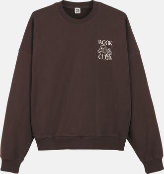 La Redoute Collections Sweatshirt met ronde hals, van puur katoen, met book club-opdruk op de borst
