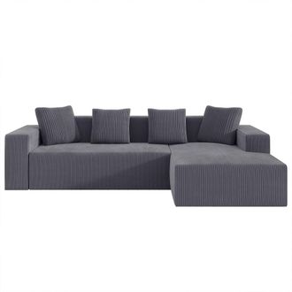 Urban Meuble Sof&aacute; esquinero de pana gris con chaise longue