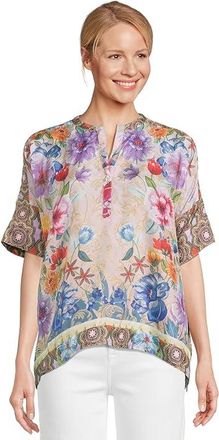 Johnny Was Louella Blouse Womens Clothing Deco Scarf : XS, Silk