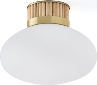 La Redoute Interieurs Plafondlamp of wandlamp, in messing, bamboe en opaline glas, DOLCE