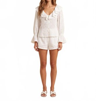 ADA KAMARA Grace Ruffled V-Neck And Sleeves Shirt In White