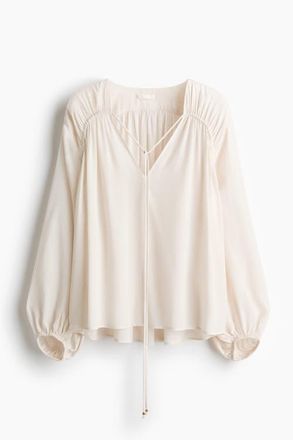 H&M Oversized Viscose Blouse in Light Beige at Nordstrom, Size X-Small