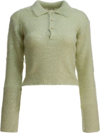 Auralee Mohair And Wool Polo Sweater Knitwear Verde-Donna