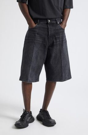 Balenciaga Stay Press Denim Shorts in 1000 Black at Nordstrom, Size 32
