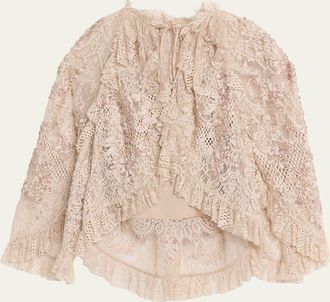 Kobi Halperin Harmony Ruffle-Trim Lace Blouse