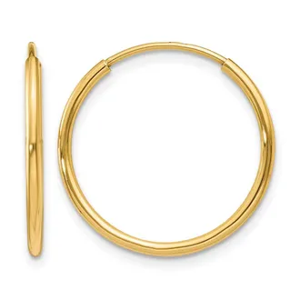 Diamond2Deal 14k Gold 1.20mm Round Shape Endless Hoop Earrings
