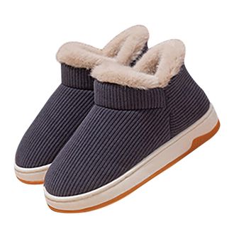 Generic Size 6 Boots Slippers for Women Men Winter Home Plush Warm Booties Ankle Bootie Slipper House Shoes Indoor Outdoor Comfy Fleece Lined Memory Foam Slip