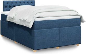 vidaXL Cama Box Spring Con Colch&oacute;n Tela Azul 120x190 Cm Vidaxl