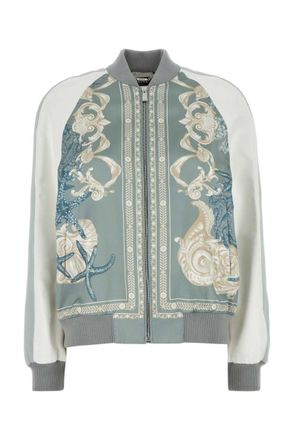 Versace MultiColor Printed Satin Bomber Jacket