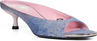 Diesel Womens Mules D-Diams-Sa-40 Light Blue Cotton Sandal