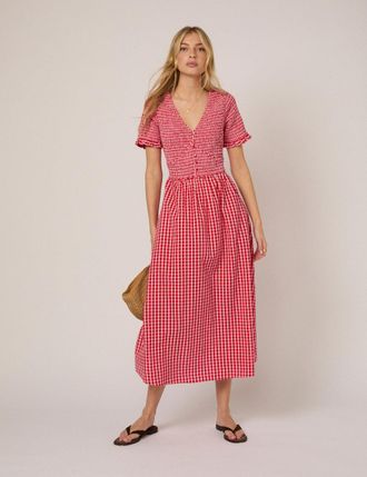 Nobody's Child Red Gingham Eliza Midi Dress