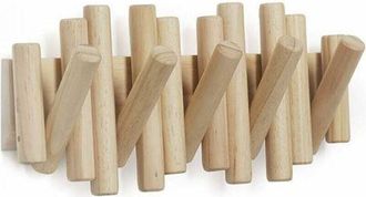 OEM Perchero De Pared Con 5 Ganchos, De Madera Natural, 37,1 X 16,5 X 4,4 Cm