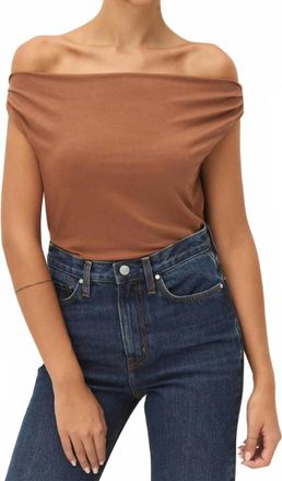 Elodie Isabeau Draped Knit Top In Carmelized