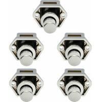 OEM 5 Mini Cerraduras De Bot&oacute;n Pulsador Para Muebles, Ideales Para Cajones, Armarios, Puertas, Caravanas, Autocaravanas Y Barcos. Botones Cromados - Crezu