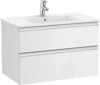 Roca Roca - Pack Unik Mueble Base De Dos Cajones + Lavabo Central The Gap Color: Blanco Brillo - Medidas: 805x460x537 Mm