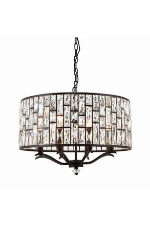 Netlighting Belle 8 Light Ceiling Pendant Dark Bronze Clear Crystal E14