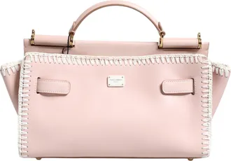 Dolce & Gabbana Light Pink Logo Plaque Soft Leather Strap Crossbody Womens Bag