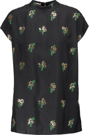 Stella McCartney Stella Mccartney Portia Metallic Embroidered Crepe Top Size S