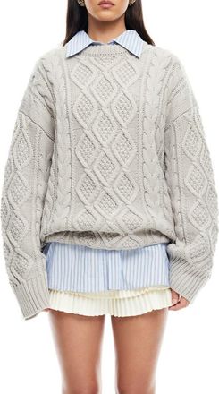 Lioness Gigi Oversize Cable Stitch Sweater in Cloud at Nordstrom, Size Small