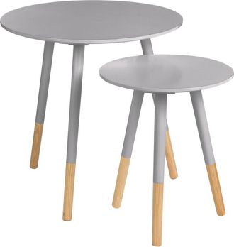 Premier Housewares Interiors by Premier Durable And Sturdy Design Set Of Two Grey Round Side Tables, Stylish And Elegant Side Tables, Small Tables