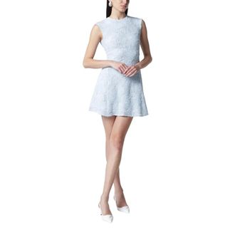 Rotate ROTATE Birger Christensen, Short Dresses, female, Blue, Size: S Mesh Mini Dress
