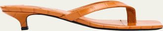 Toteme 35mm Croc-Embossed Leather Heeled Flip Flops