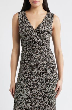 Loveappella Ruched Empire Waist Sleeveless Top in Taupe at Nordstrom, Size X-Large