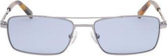 Abercrombie & Fitch 57mm Square Sunglasses in Shinny Light Nickeltin /Blue at Nordstrom