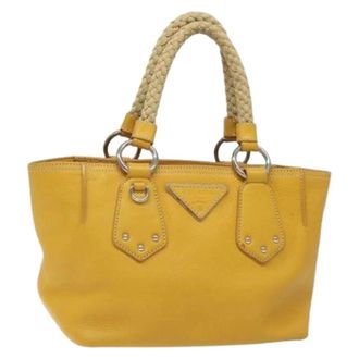 Prada Pre-owned Handbags, female, Yellow, Size: ONE SIZE Pre-owned Vintage Leather Handbag