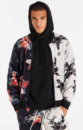 Siksilk Bombardero de terciopelo de fuego retro negro L