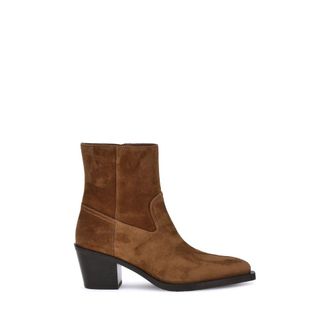 Stuart Weitzman Brown Calf Leather Bos Taurus Ankle Womens Boots