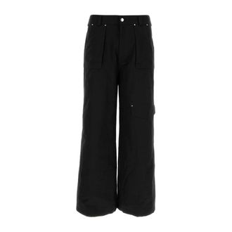 Alexander McQueen Pocket Katoenen Broek - Dames - Wijde Broeken - Zwart - M - Katoen - Broeken