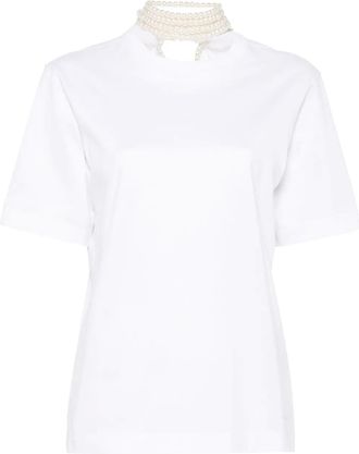 Carven faux-pearl-embellishment T-shirt - White