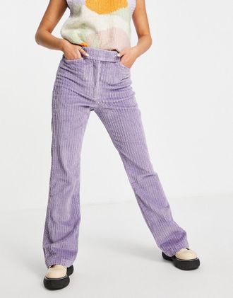 & Other Stories cotton stretch corduroy trousers in purple - PURPLE