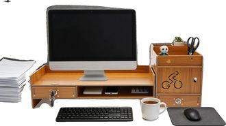 OEM Soporte Para Monitor, Tama&ntilde;o 482013,5 Cm, Altura 9 Cm, Material De Tablero De Densidad, Capacidad De Carga 2,5-5 Kg, Organizador Lateral 17,523 Cm