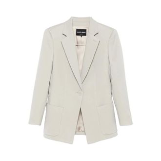 Giorgio Armani Jassen, Dames, Grijs, M, Wol, Beige Jas met Zakken