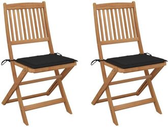 vidaXL Vidaxl - Sillas de jardín plegables 2 uds y cojines madera maciza acacia