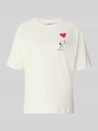 Jake*s Casual T-Shirt mit Motiv-Print und Rundhalsausschnitt in Offwhite, Gr&ouml;&szlig;e XXL