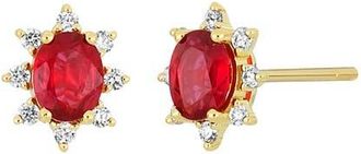 Bony Levy El Mar Ruby & Diamond Stud Earrings in 18K Yellow Gold Ruby at Nordstrom