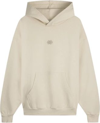 Filling Pieces Hoodie Boxy Embroidered - Heren - Hoodies - Beige - 2XL - Katoen - Hoodies & sweatvesten
