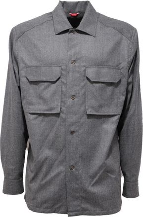 Bagutta 8855Ab overhemdjas van lichte wol grijs shacket - Heren - Casual Overhemden - Grijs - S - Wol - Overhemden
